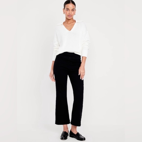 Old Navy Denim - OLD NAVY High Waisted Weekender Crop Pull On Wide Leg , 6 Petite Black Denim